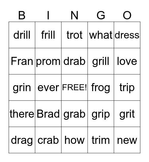 Fran Goes to the Prom Bingo Card