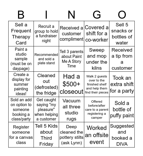 Pottery Chic Bingo Card