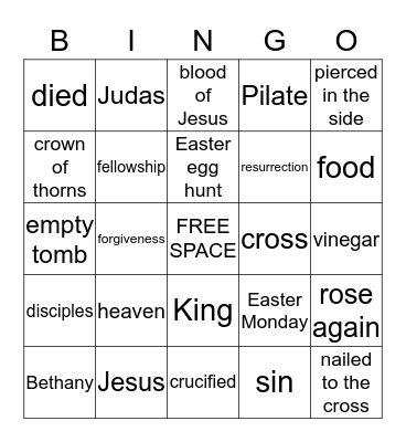 Celebrating "His" Resurrection Bingo Card