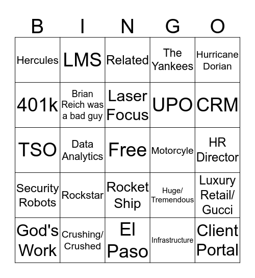 Brosnan Town Hall Bingo Card