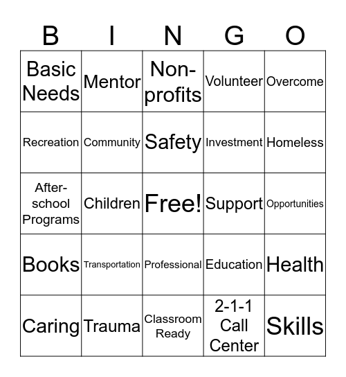 United Way Bingo! Bingo Card