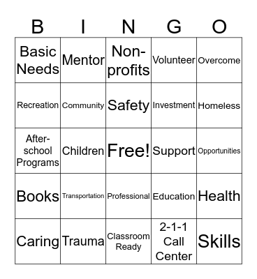 United Way Bingo! Bingo Card