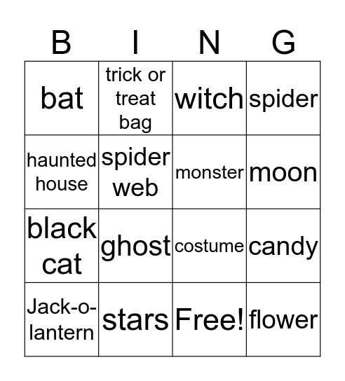 Halloween BINGO Card