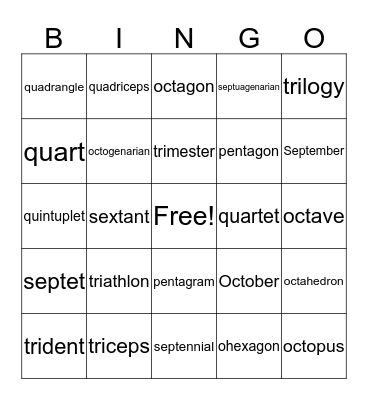 Three, Four, Five, Six, Seven, Eight Bingo Card