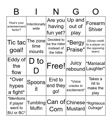 SCoC Bingo! Bingo Card