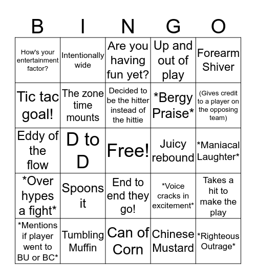 SCoC Bingo! Bingo Card