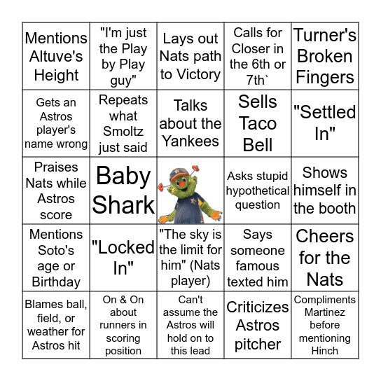 Joe Buck Bingo Card