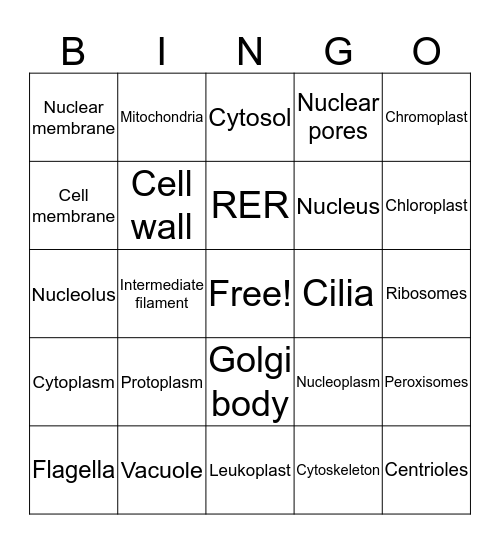 Cell unit bingo Card