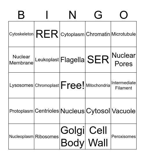 Cell Unit Bingo Card