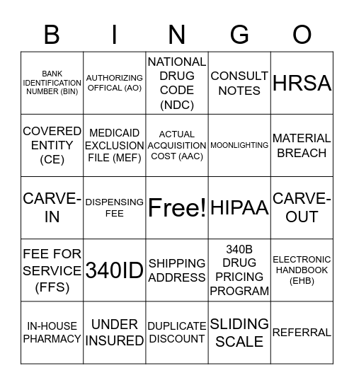 340B BINGO Card