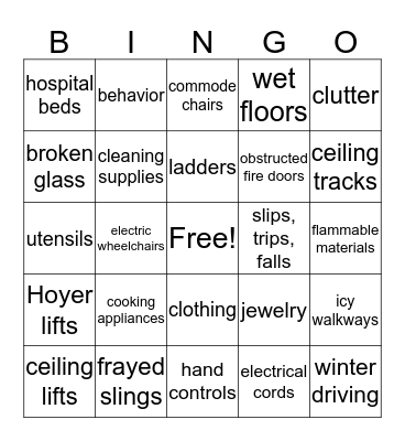 HAZARD BINGO Card