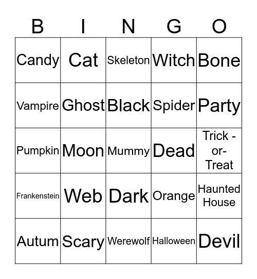 Halloween ASL Bingo Card