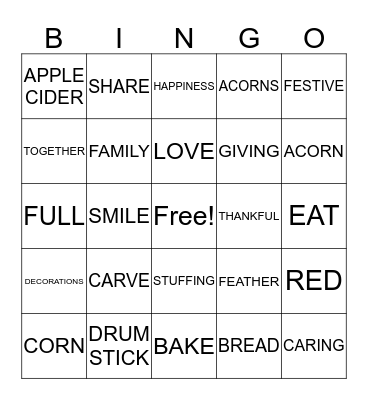 FEAST Bingo Card