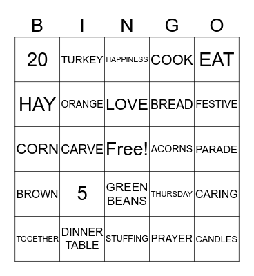 FEAST Bingo Card