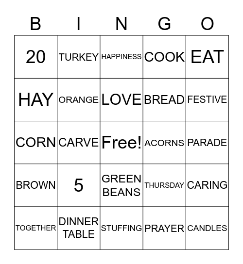 FEAST Bingo Card