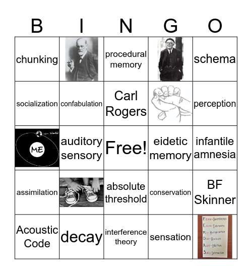 Memory and Thought Bingo Card