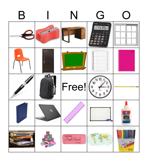 Classroom Objects Bingo Card