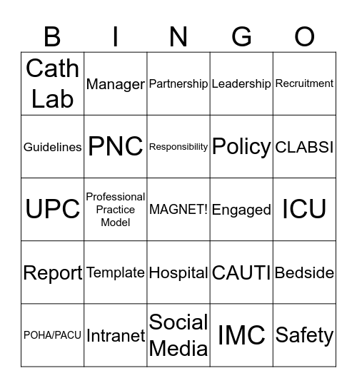 Shared Governance Bingo Card