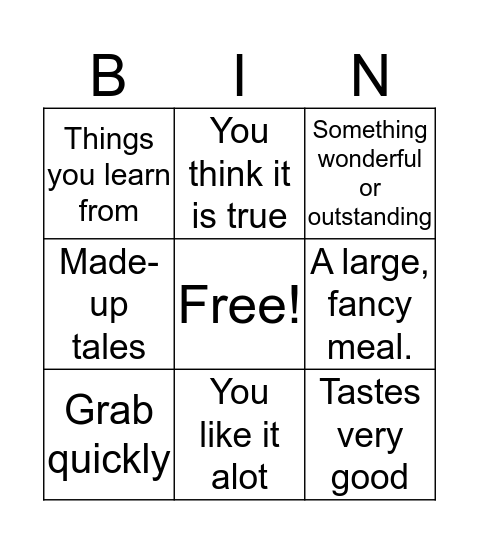 UNIT 2 WEEK 2 VOCABULARY Bingo Card