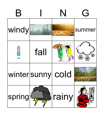 Weather Bingo Card
