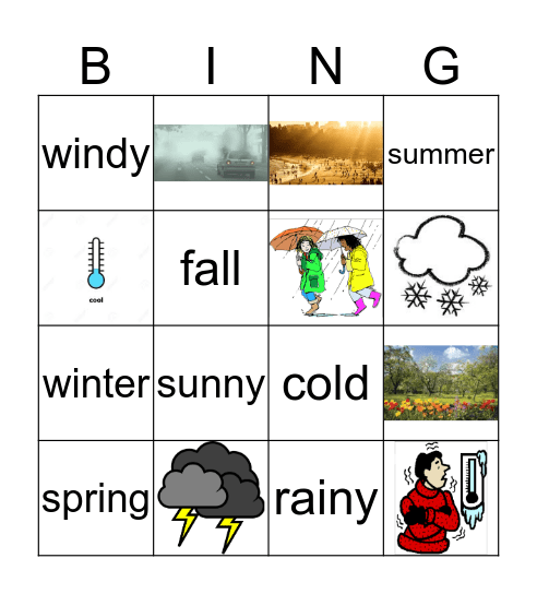 Weather Bingo Card