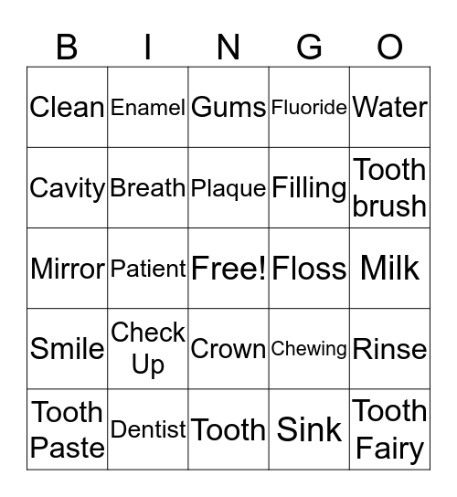 Dental Bingo  Bingo Card