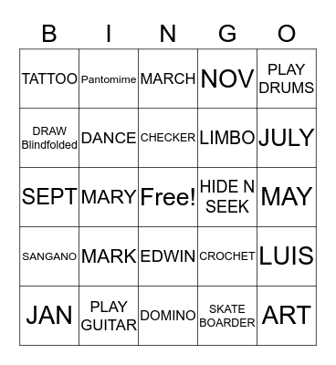 Oliva Wedding Bingo Card