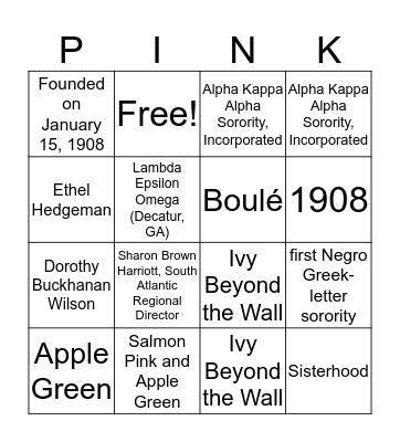 AKA BINGO  Bingo Card