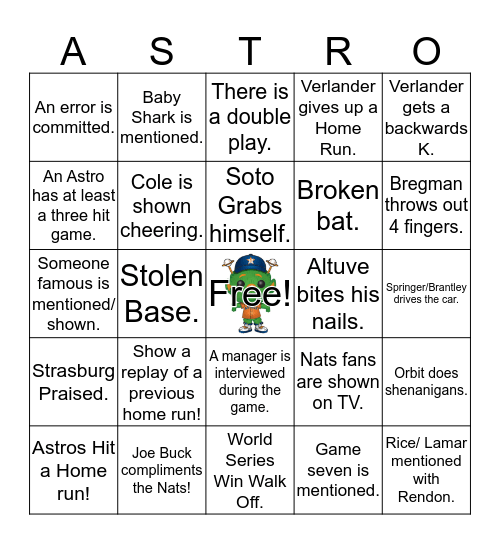 World Series BINGO! Bingo Card