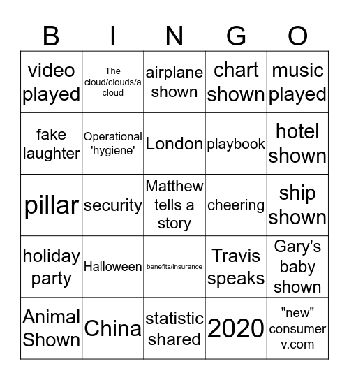 October staff meeting Bingo Card