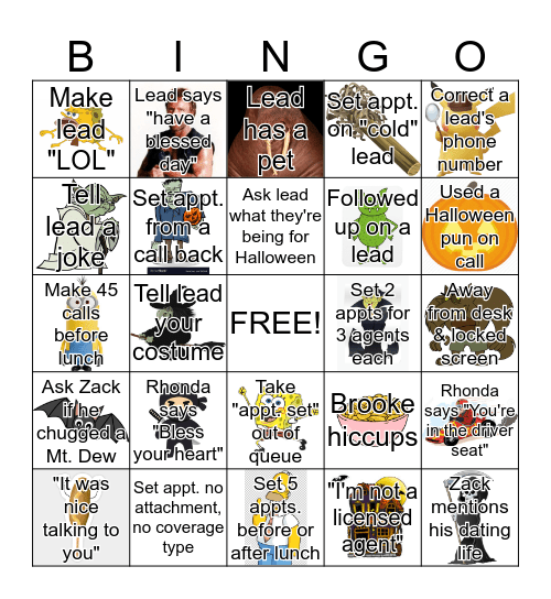 Spooky Scheduler Bingo Card