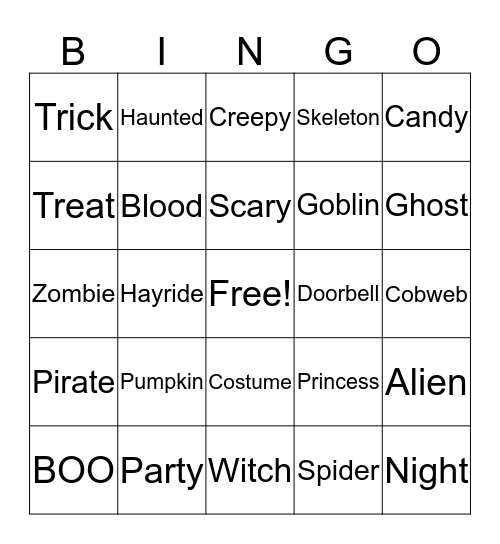 CRU Halloween BINGO Card