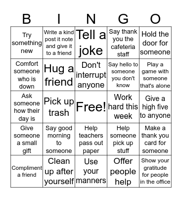 Alamitos Kindness Bingo Card