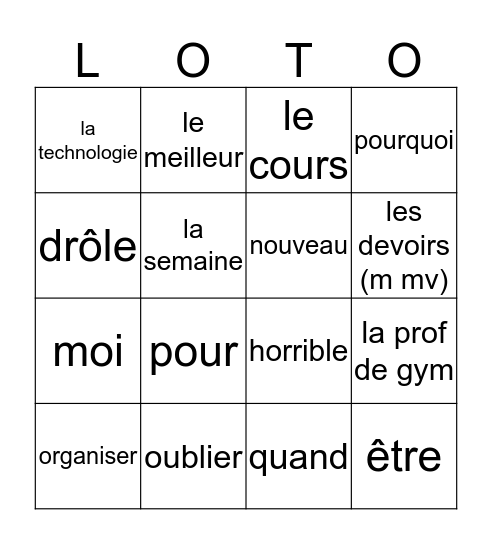 1hv chapitre 2  Bingo Card