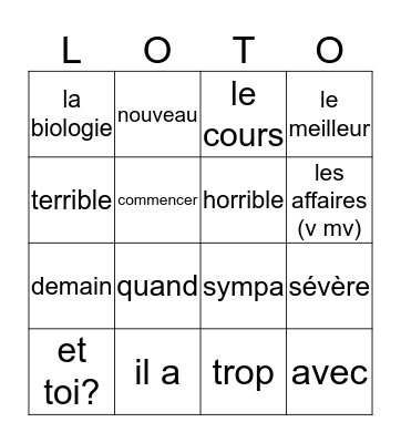 1hv chapitre 2  Bingo Card