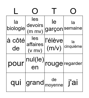 1hv chapitre 2  Bingo Card
