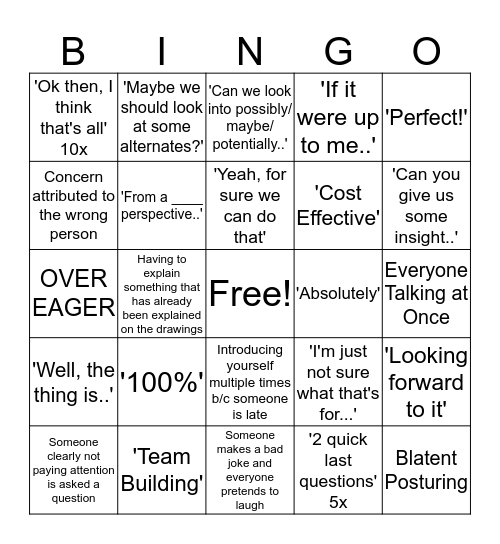 CONFERENCE CALL BINGO Card