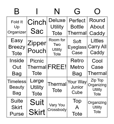 Thirty One Gifts Bingo Card