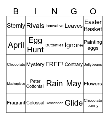 ROAR Vocabulary and Easter! Bingo Card