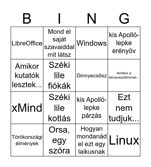 János Bingo Card