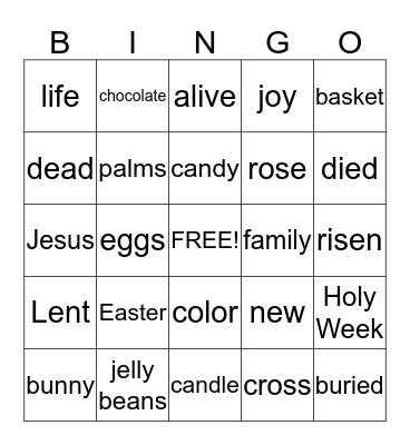Easter Bingo Card