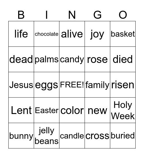 Easter Bingo Card