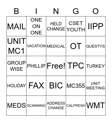 MAIL FUN Bingo Card