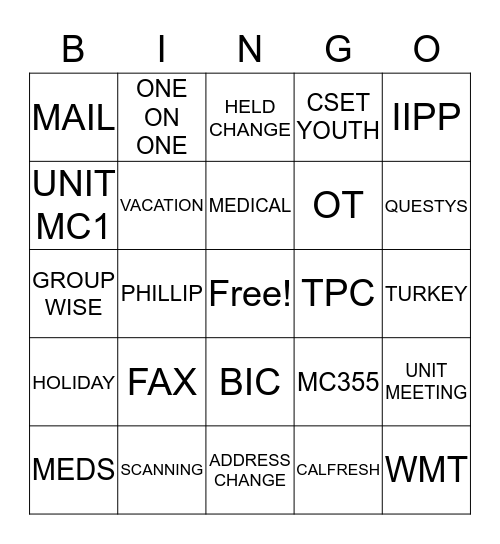 MAIL FUN Bingo Card