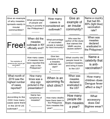 Vaccine Controversies  Bingo Card
