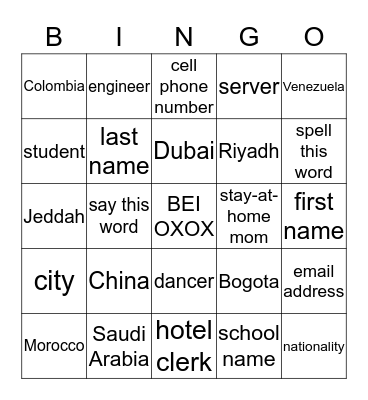 Are/Is/WH Questions Bingo Card