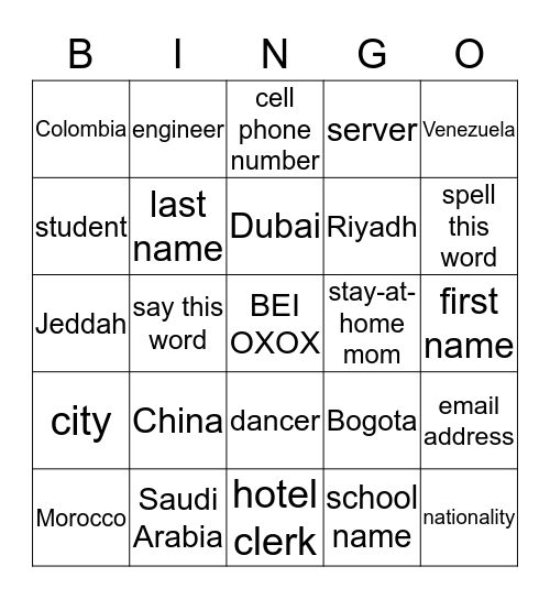 Are/Is/WH Questions Bingo Card