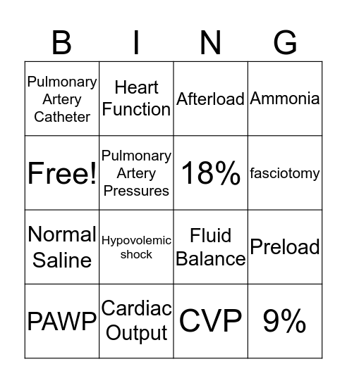 NSC 484 BINGO Card