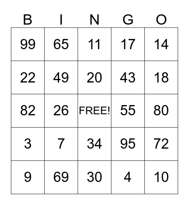 Amat's Family Bingo Card