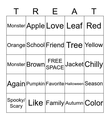 ASL Fall Social Candy Corn Bingo Card